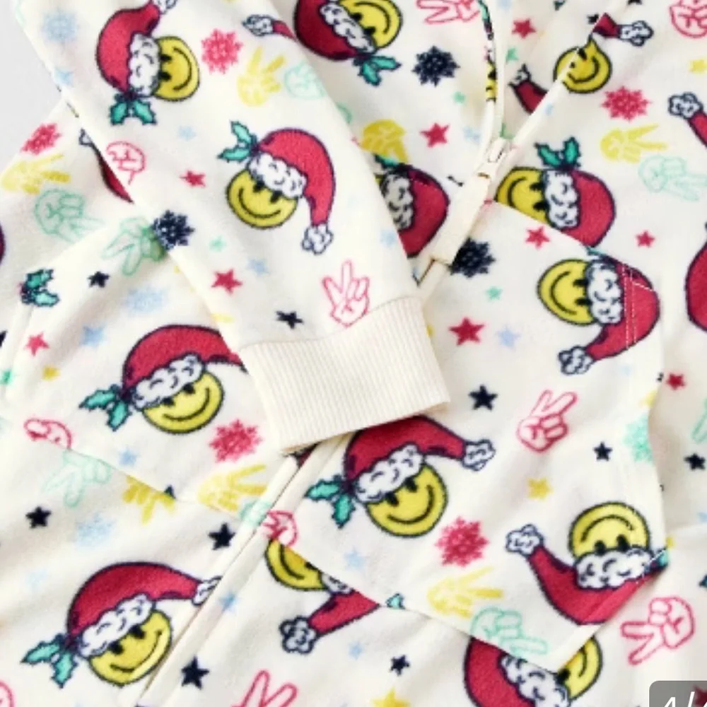 Christmas Cozy Smiley Santa' Union Suit - Cat & Jack™ Cream